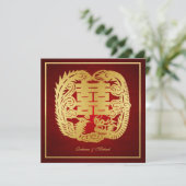 Chinese dubbelgeluksdraak / Phoenix bruilding Kaart (Staand voorkant)