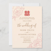 Chinese Elegante Dubbele Geluksbruiloftsinvatie Kaart (Voorkant)