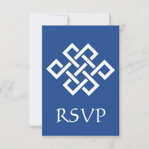 Chinese Elegantie in Blau RSVP Kaart