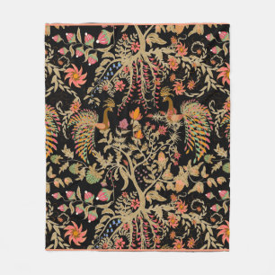Chinese fairy floral pattern with beautiful birds fleece deken