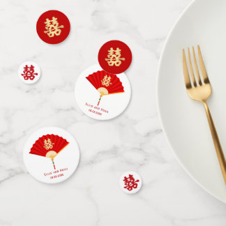 Chinese Fan en Dubbel Geluk | Chinese bruiloft Confetti