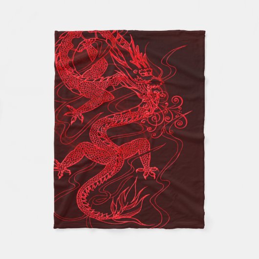 Chinese Fire Dragon Fleece Deken (Voorkant)