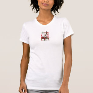 Chinese Flora Dubbel Geluk Herfst Bruiloftsgeschen T-shirt