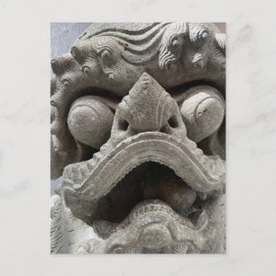Chinese Foo Dog Draak Graniet Rots Beeldhouwwerk Briefkaart