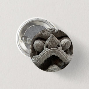 Chinese Foo Dog Draak Graniet Rots Beeldhouwwerk S Ronde Button 3,2 Cm