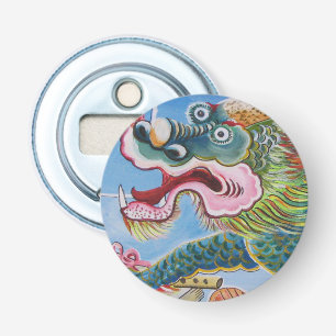 Chinese foo Dog/Lion Guardian Mural Button Flesopener