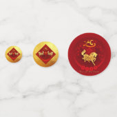 Chinese FU Luck lantaarn Paard Jaar groet Conf Confetti (Achterkanten)