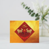 Chinese FU Luck lantaarn Paard Jaar groet HPc Feestdagenkaart (Staand voorkant)