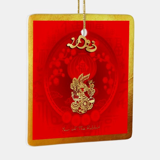 Chinese FU Luck Luck Lanttern Year SqCO3 Keramisch Ornament (Rechts)