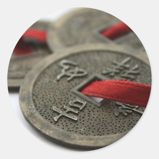 Chinese geluksmunten ronde sticker (Voorkant)