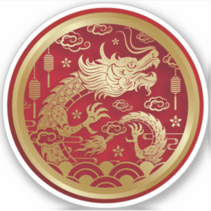 Chinese Gouden draak Jaar van de draak 2024 Sticker