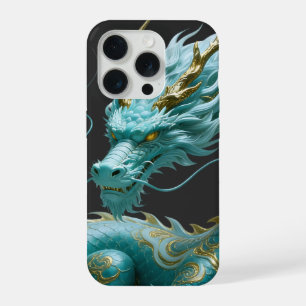 Chinese Groene Gouden Draak Kunst Fantasie Ontwerp iPhone 15 Pro Hoesje