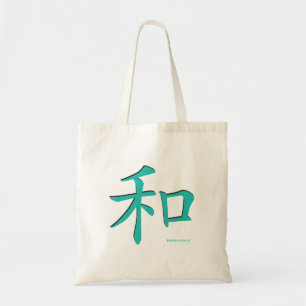 Chinese-Harmony-Symbool-Teal Letters Tote Bag