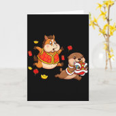 Chinese Horse Otter Funny Kids Mens Womens Happy N Kaart (Gele Bloem)