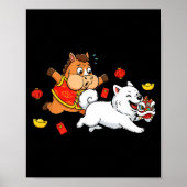 Chinese Horse Samoyed Funny Kids Mens Womens Happy Poster (Voorkant)