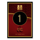 Chinese Huwelijks Tafel Nummers Rood Goud Benoemd Kaart (Voorkant)