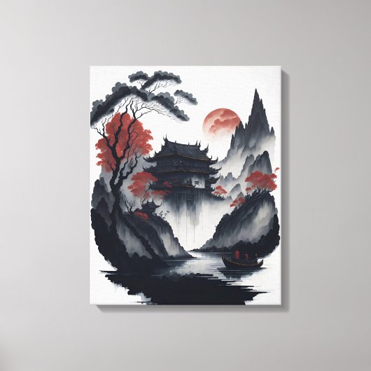 Chinese ink painting on scroll canvas afdruk (Voorkant)