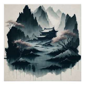 Chinese ink scroll paintings perfect poster