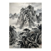 Chinese Inkt Berg Landschap Poster | Oost-Aziatisc