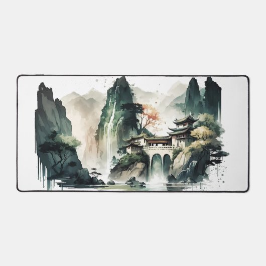 Chinese inkt Landschap Berg Home Desk Mat (Voorkant)