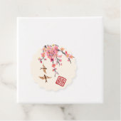 Chinese inkt schilderij bloemen en vogels bruiloft bedankjes labels (In situ)