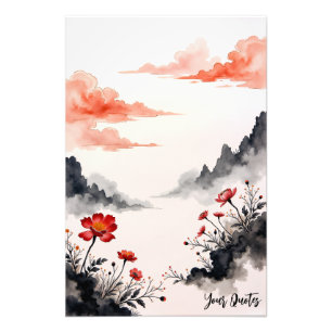 Chinese Inkt Wash Klaproos Kunst Foto Afdruk