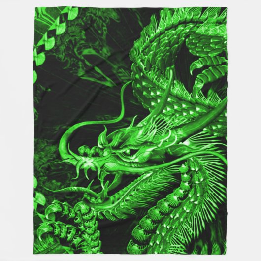 Chinese Jade Keizer Dragon Art Fleece Deken (Voorkant)