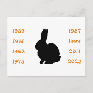 Chinese jaren van de konijn 1939 tot 2023 briefkaart