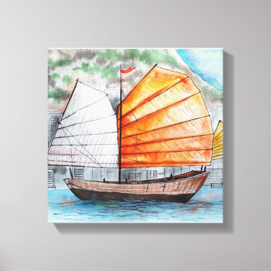 Chinese junk schip afdrukken Canvas Print (Voorkant)