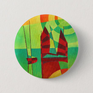Chinese junks op nog steeds zweefvliegende Cubisti Ronde Button 5,7 Cm