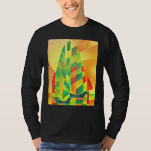Chinese junks Sunset Sails and Shadows Bold Cubism T-shirt