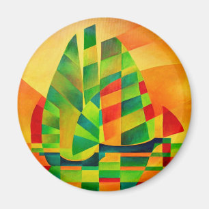 Chinese Junks, Sunset, Sails and Shadows Bold Magneet