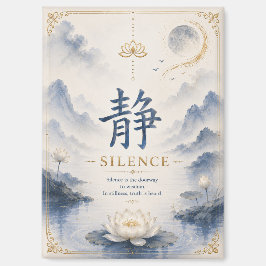 Chinese Karakter 静 Stilte (Jing) Lotus Magneet