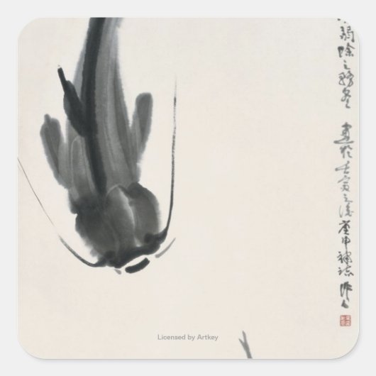 Chinese katvis vierkante sticker (Voorkant)