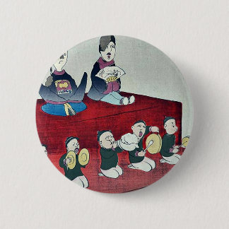 Chinese keizer en keizer door Kobayashi, Kiyochika Ronde Button 5,7 Cm