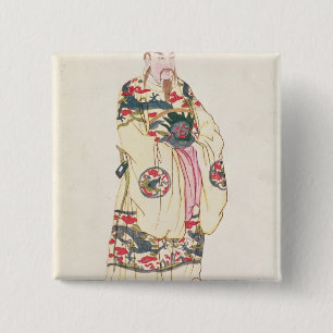 Chinese keizer in Ceremoniaal kostuum Vierkante Button 5,1 Cm