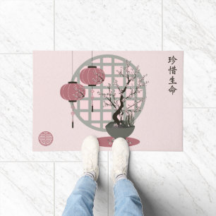 Chinese kersenbloesem bonsai "Cherish life" kunst Deurmat