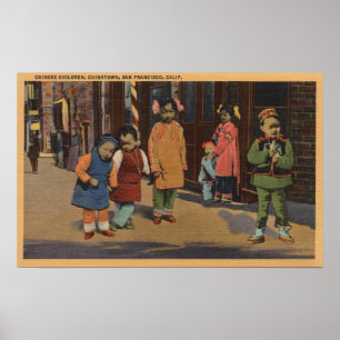 Chinese kinderen in Chinatown-San Francisco, CA 2 Poster