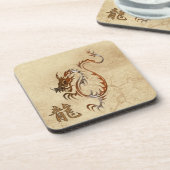 Chinese koperdraak op Faux Parchment Bier Onderzetter (Linkerzijde)
