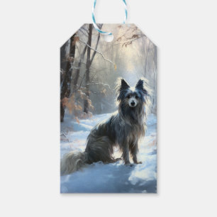 Chinese kuif laat het sneeuwKerstmis Cadeaulabel