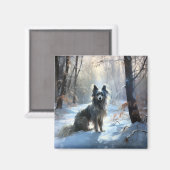 Chinese kuif laat het sneeuwKerstmis Magneet (Voorkant / Achterkant)