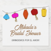 Chinese Lampion Bruiloftsfeest Sparkling Wijnetiket (Enkel label)