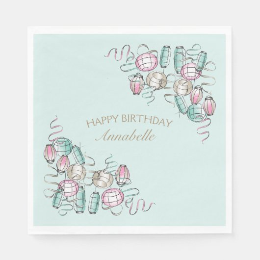 Chinese Lantaarn & Ribbon Party Servetten (Voorkant)