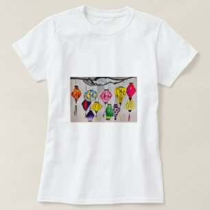 Chinese lantaarns waterverf t-shirt