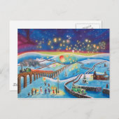 Chinese lantaarns wintersneeuwscène briefkaart (Voorkant / Achterkant)