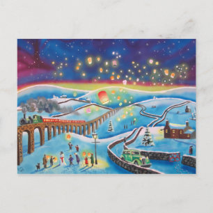 Chinese lantaarns wintersneeuwscène briefkaart