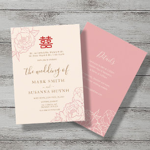 Chinese legant Double Happiness Wedding Invite Kaart