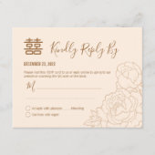 Chinese legant Peony Wedding RSVP met QR-code (Voorkant)