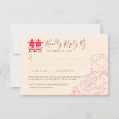 Chinese legant Peony Wedding RSVP met QR-code (Voorkant)
