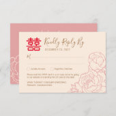 Chinese legant Peony Wedding RSVP met QR-code (Voorkant / Achterkant)